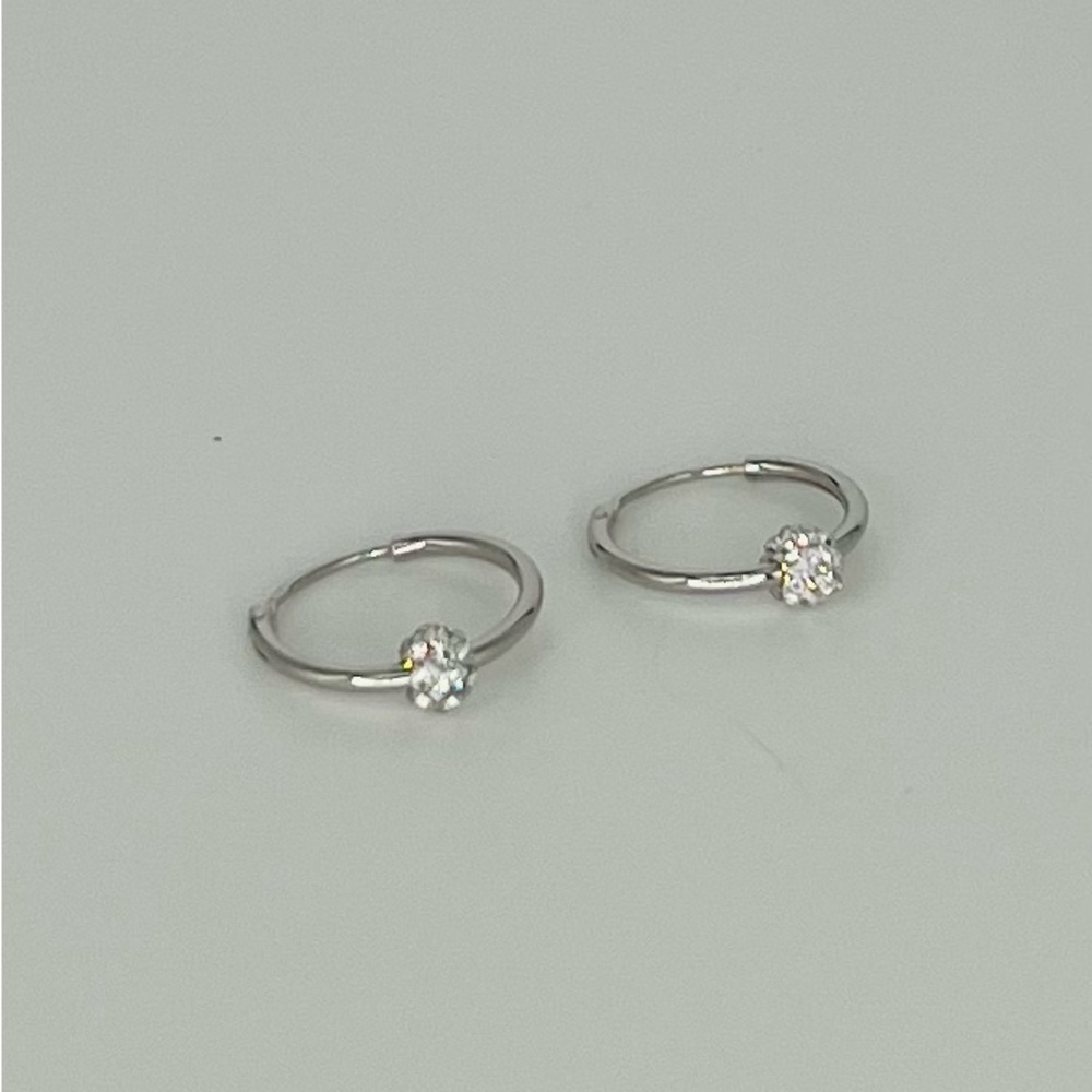 Sterling Silver Petite Hoops with Cubic Zirconia